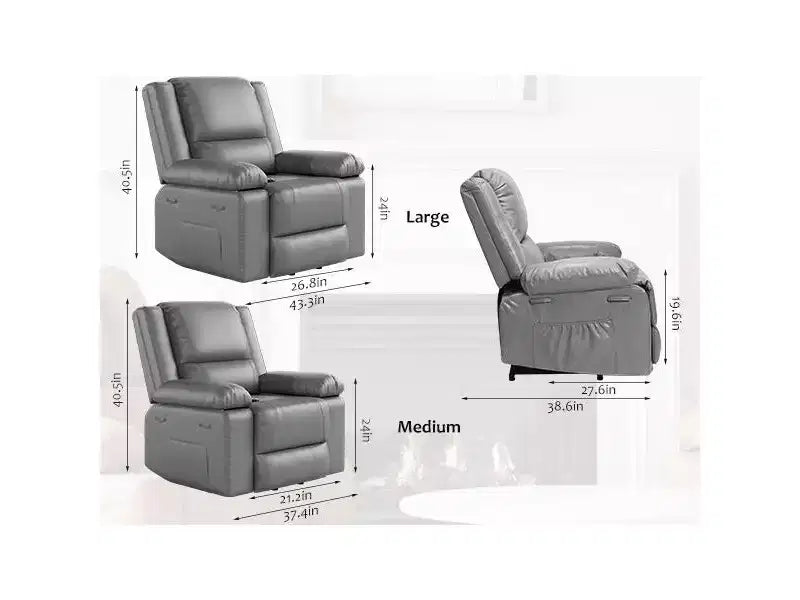 Oversized Lift Recliner Chair, Faux PU Leather Massage Chair,Adjustable Reclining Chair with Massage and Heat, Electric Lift Chair
