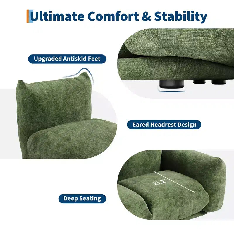 COZONY Chenille Fabric Modular Loveseat Sofa, 2-Seater Cloud Couch with High Resilience Sponge, Small Space Boneless Sofa for Apartment, Living Room