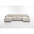 Hyleory Spacious Corduroy U-Shaped Sectional Sofa with 2 Movable Ottomans - Modular Comfort for Modern Living
