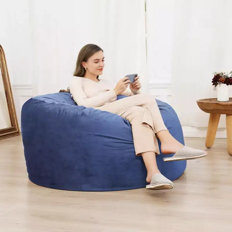 COZONY 3 Foot Memory Foam Bean Bag Chair - Soft Dutch Velvet Fabric, Round Sofa with Filling Included for Adults