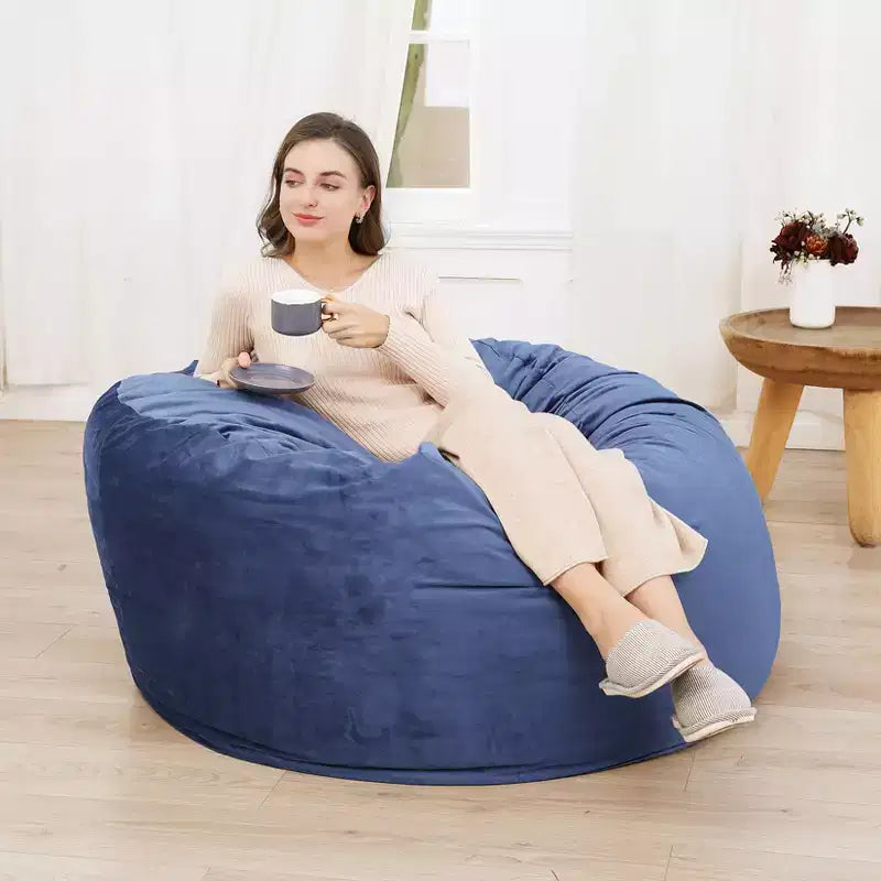 COZONY 3 Foot Memory Foam Bean Bag Chair - Soft Dutch Velvet Fabric, Round Sofa with Filling Included for Adults