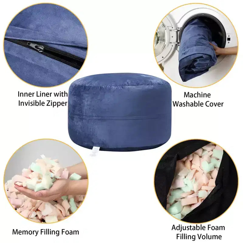 COZONY 3 Foot Memory Foam Bean Bag Chair - Soft Dutch Velvet Fabric, Round Sofa with Filling Included for Adults