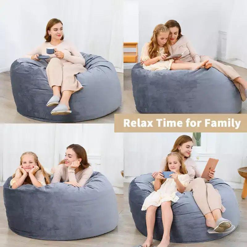 COZONY 3 Foot Memory Foam Bean Bag Chair - Soft Dutch Velvet Fabric, Round Sofa with Filling Included for Adults