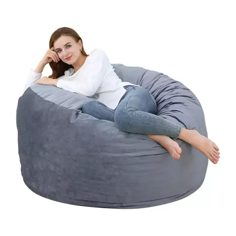COZONY 3 Foot Memory Foam Bean Bag Chair - Soft Dutch Velvet Fabric, Round Sofa with Filling Included for Adults