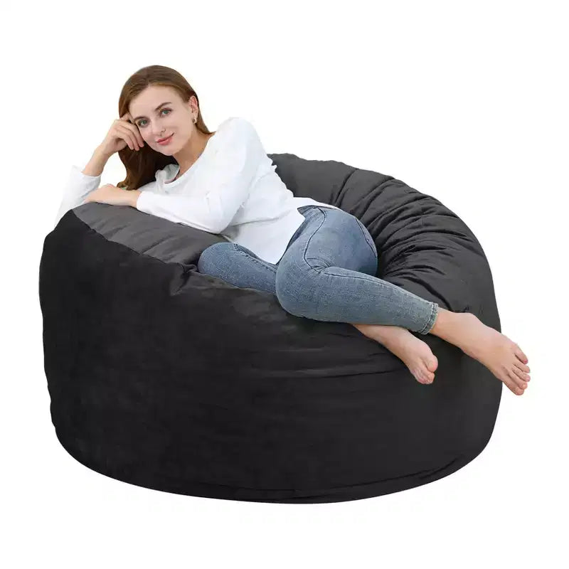 COZONY 3 Foot Memory Foam Bean Bag Chair - Soft Dutch Velvet Fabric, Round Sofa with Filling Included for Adults