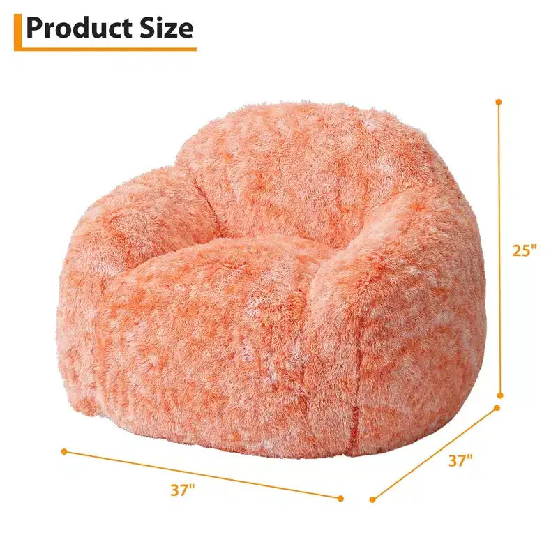COZONY Adult Faux Fur Bean Bag Chair - Soft Fluffy with Armrest, High-Density Foam Lazy Sofa for Reading, Living Room Floor Couch