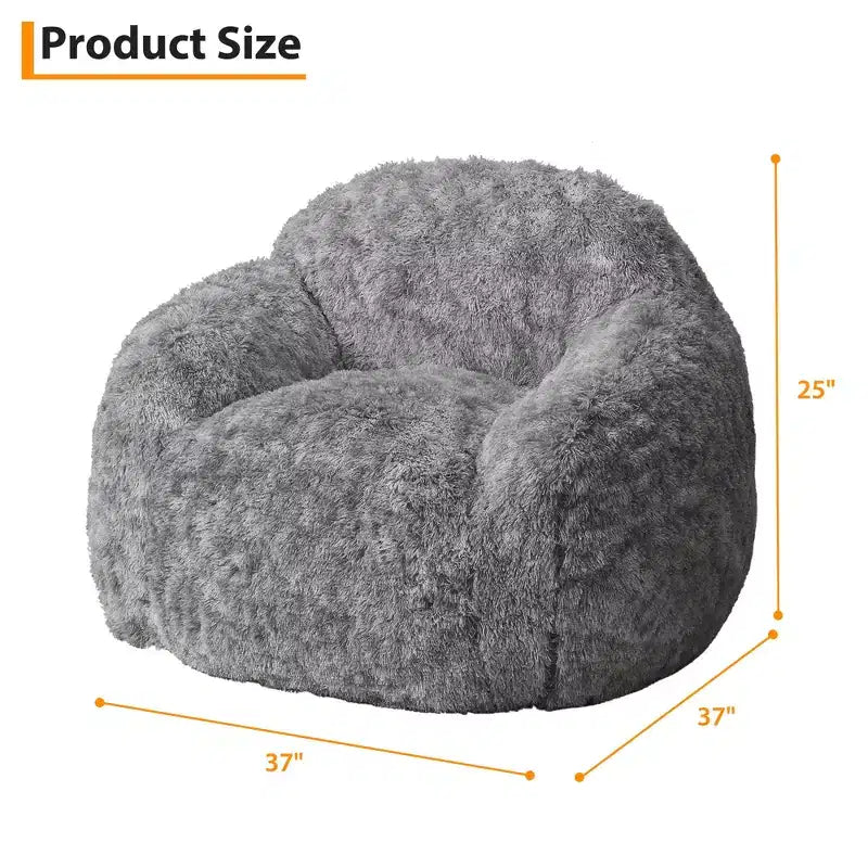COZONY Adult Faux Fur Bean Bag Chair - Soft Fluffy with Armrest, High-Density Foam Lazy Sofa for Reading, Living Room Floor Couch