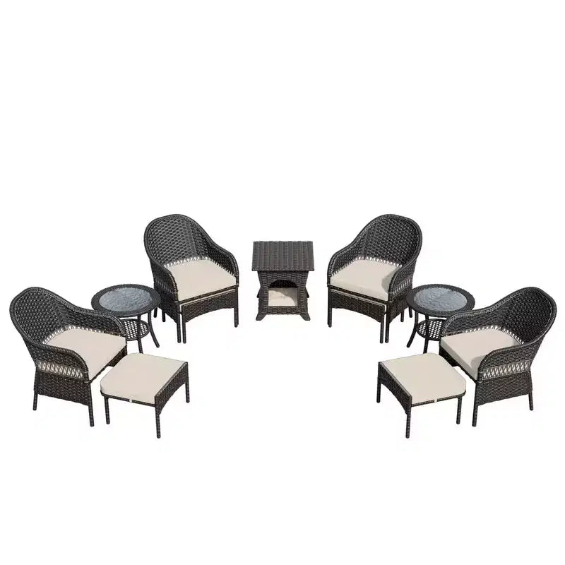 UPTIOT 11-Piece Outdoor Wicker Patio Conversation Seating Set