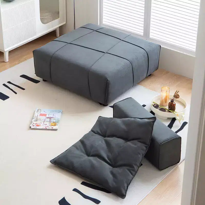 Modular Sectional Single Sofa with Removable Back Space Saving 35D High-Density Sponge Leather for Living Room Home Office, Dark Gray