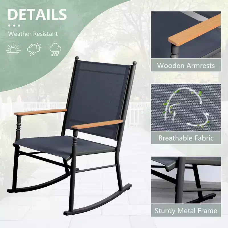 Celebalcony Outdoor Rocking Chairs Set of 2, High Back Patio Rocking Chair Set,Textilene Fabric Outdoor Rocking Chair for Porch,Patio,Balcony