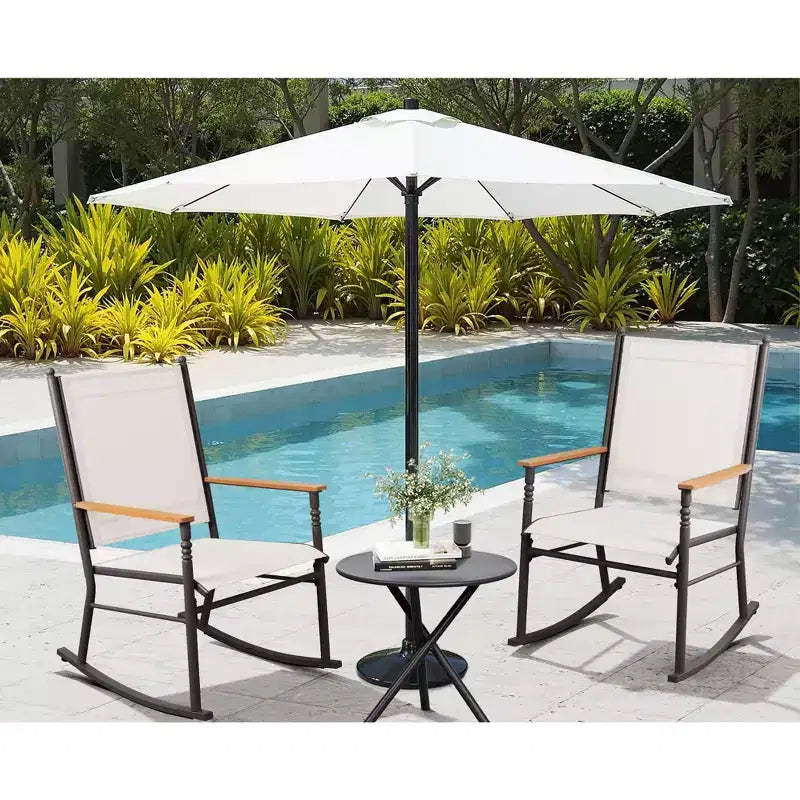 Celebalcony Outdoor Rocking Chairs Set of 2, High Back Patio Rocking Chair Set,Textilene Fabric Outdoor Rocking Chair for Porch,Patio,Balcony