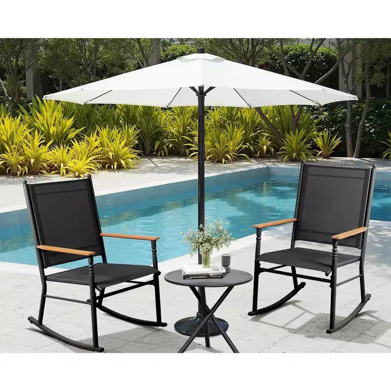 Celebalcony Outdoor Rocking Chairs Set of 2, High Back Patio Rocking Chair Set,Textilene Fabric Outdoor Rocking Chair for Porch,Patio,Balcony