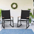 Celebalcony Outdoor Rocking Chairs Set of 2, High Back Patio Rocking Chair Set,Textilene Fabric Outdoor Rocking Chair for Porch,Patio,Balcony