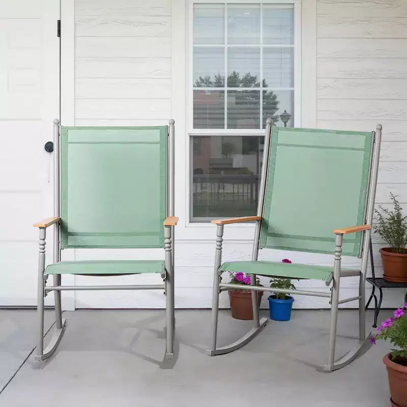 Ensemble de 2 chaises berçantes d'extérieur Celebalcony, ensemble de chaises berçantes de patio à dossier haut, chaise berçante d'extérieur en tissu Textilene pour véranda, patio, balcon