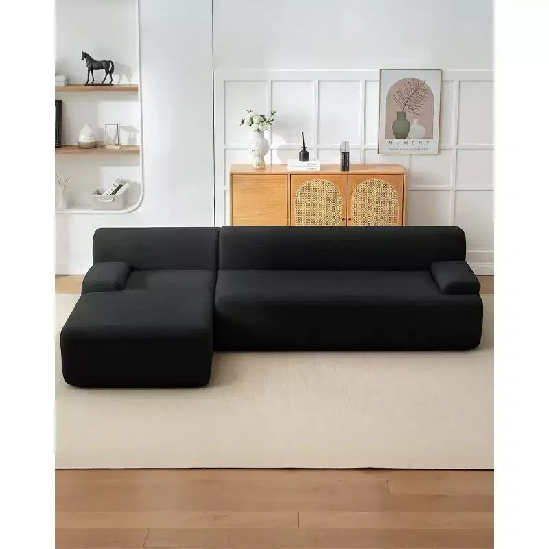 GustoWave 108 Fabric L-Shaped Sectional Couch with Chaise - Soft Fluffy Corduroy Boneless Sofa for Living Room, No Assembly Required