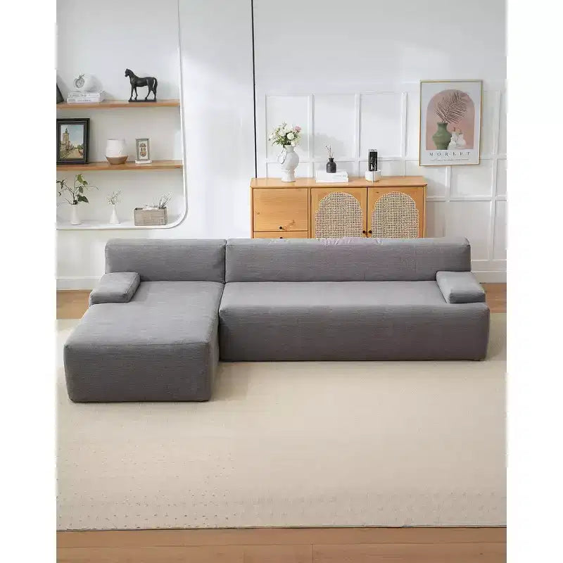 GustoWave 108 Fabric L-Shaped Sectional Couch with Chaise - Soft Fluffy Corduroy Boneless Sofa for Living Room, No Assembly Required