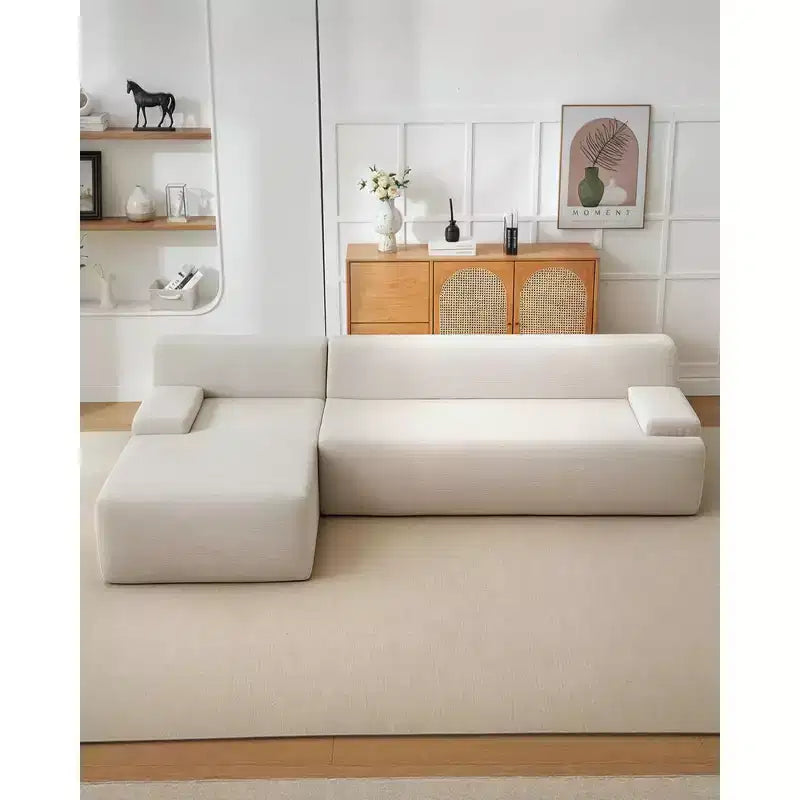 GustoWave 108 Fabric L-Shaped Sectional Couch with Chaise - Soft Fluffy Corduroy Boneless Sofa for Living Room, No Assembly Required