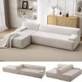 GustoWave 108 Fabric L-Shaped Sectional Couch with Chaise - Soft Fluffy Corduroy Boneless Sofa for Living Room, No Assembly Required