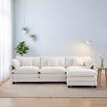 Chenille 3-Seat Sectional Sofa  Modular Deep Seat Sleeper Couch with Ottoman & Side Pocket
