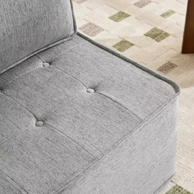 Light Gray Linen Modular Wood-Frame Sofa  Mix-&-Match for Small Spaces