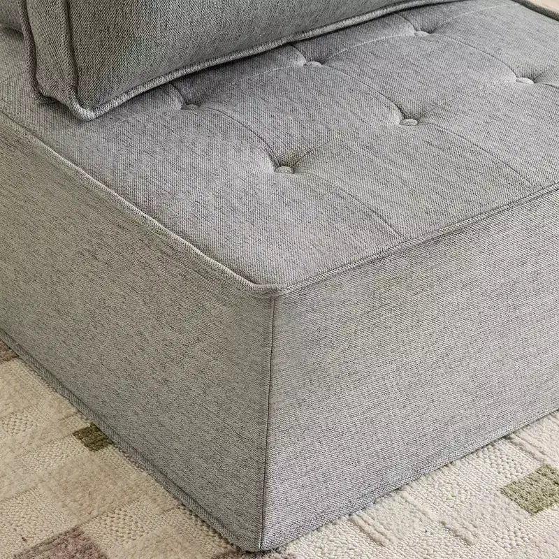Light Gray Linen Modular Wood-Frame Sofa  Mix-&-Match for Small Spaces