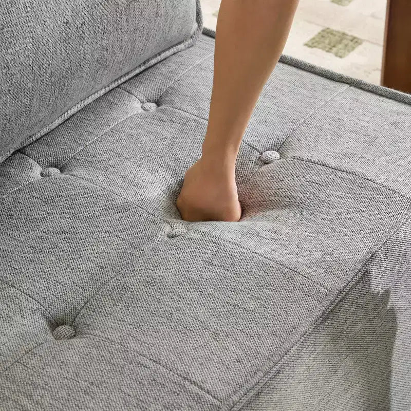 Light Gray Linen Modular Wood-Frame Sofa  Mix-&-Match for Small Spaces