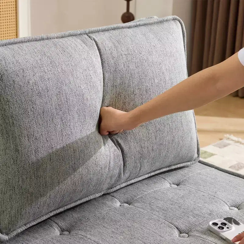 Light Gray Linen Modular Wood-Frame Sofa  Mix-&-Match for Small Spaces