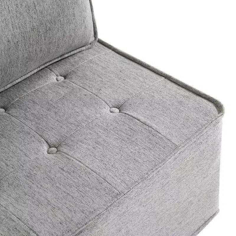 Light Gray Linen Modular Wood-Frame Sofa  Mix-&-Match for Small Spaces