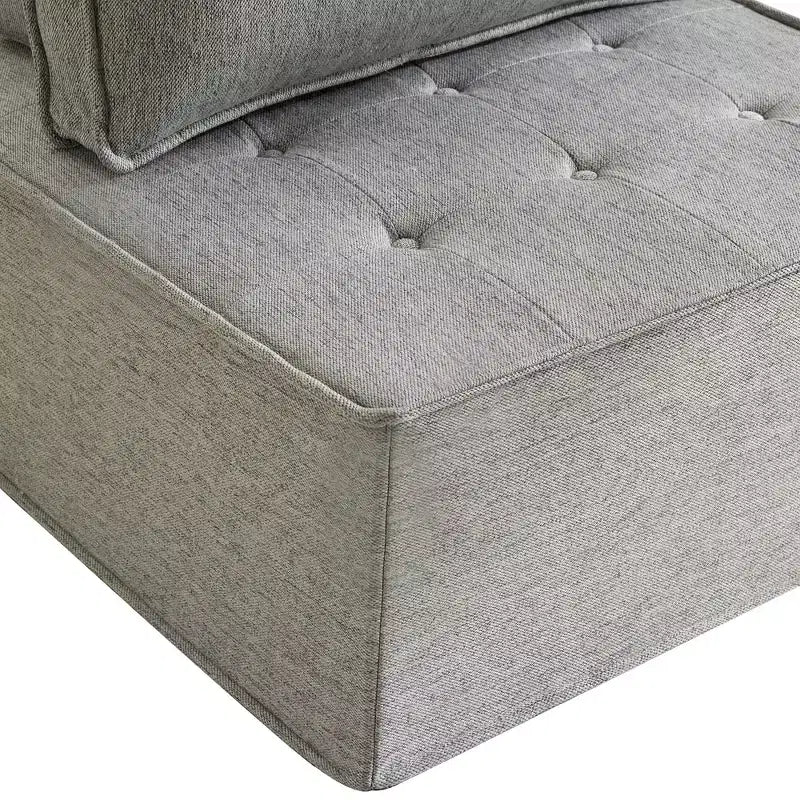 Light Gray Linen Modular Wood-Frame Sofa  Mix-&-Match for Small Spaces