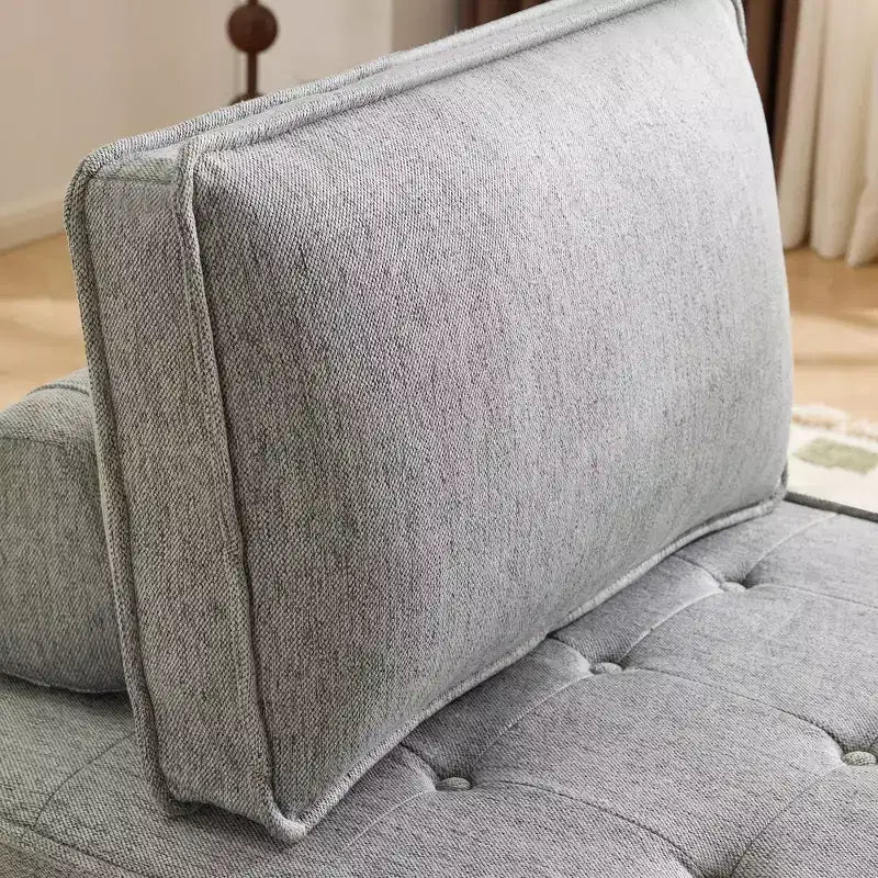 Light Gray Linen Modular Wood-Frame Sofa  Mix-&-Match for Small Spaces