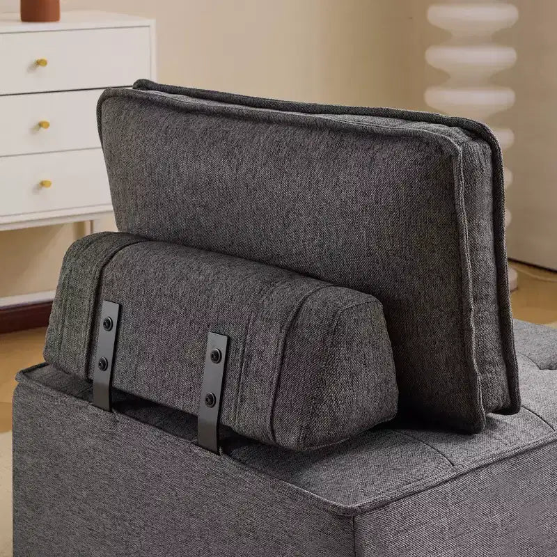 Dark Gray Linen Modular Wood-Frame Sofa  Custom-Size for Small Spaces & Any Dcor