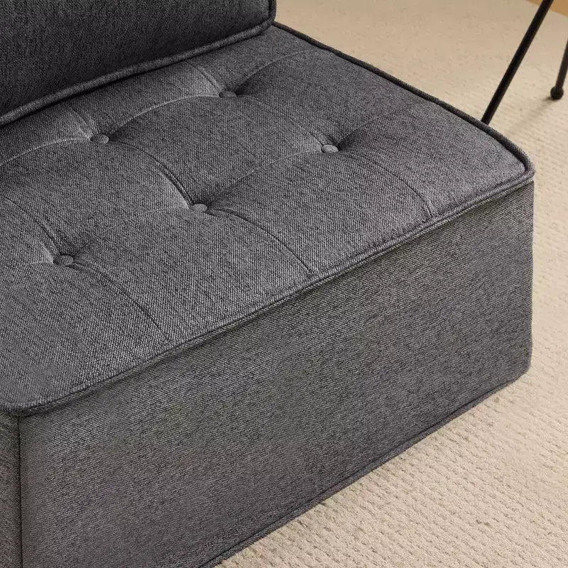 Dark Gray Linen Modular Wood-Frame Sofa  Custom-Size for Small Spaces & Any Dcor