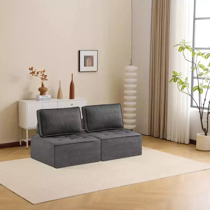 Dark Gray Linen Modular Wood-Frame Sofa  Custom-Size for Small Spaces & Any Dcor