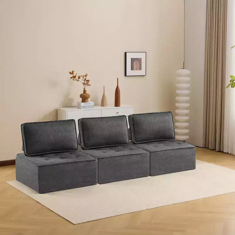 Dark Gray Linen Modular Wood-Frame Sofa  Custom-Size for Small Spaces & Any Dcor