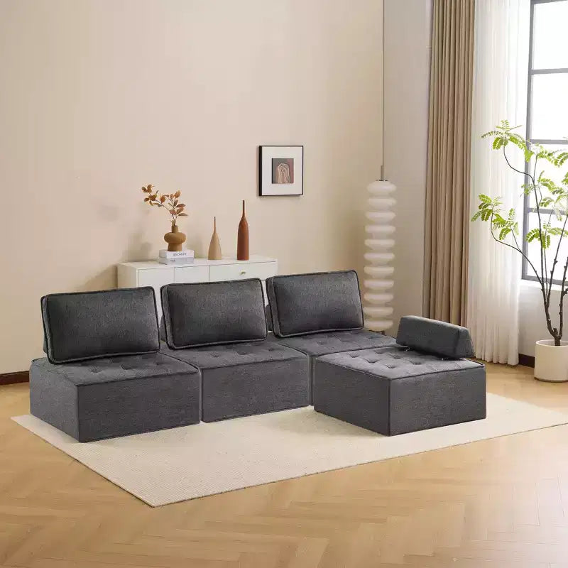 Dark Gray Linen Modular Wood-Frame Sofa  Custom-Size for Small Spaces & Any Dcor