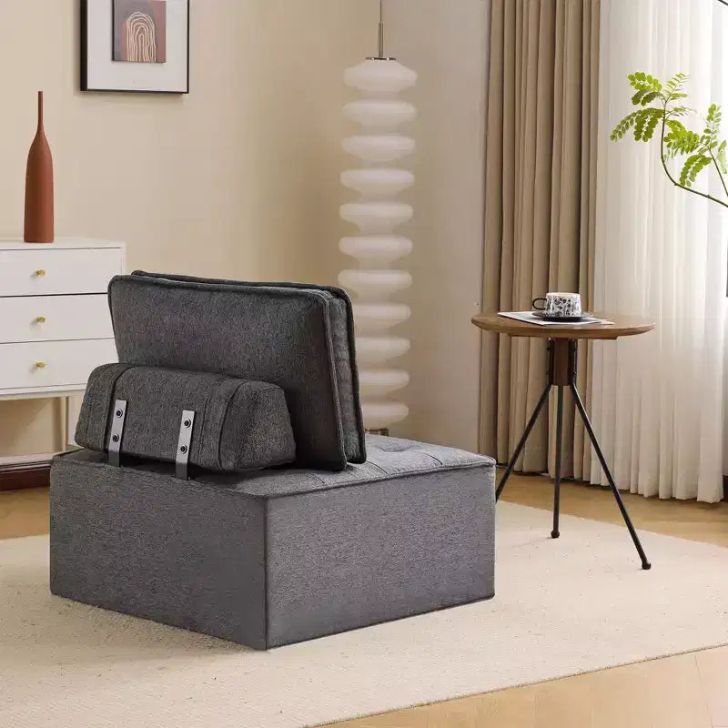 Dark Gray Linen Modular Wood-Frame Sofa  Custom-Size for Small Spaces & Any Dcor