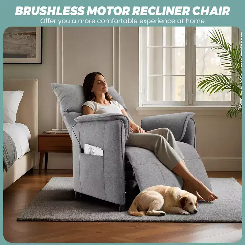Sofa chair, massage recliner, adjustable single recliner sofa, suitable for home theater, living room/office (fabric, gray)