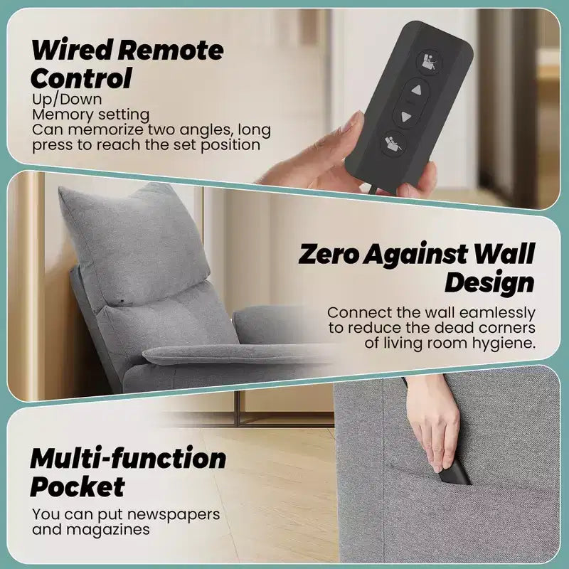 Sofa chair, massage recliner, adjustable single recliner sofa, suitable for home theater, living room/office (fabric, gray)