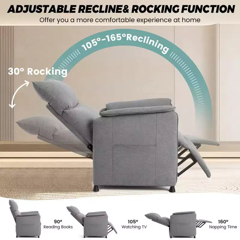 Sofa chair, massage recliner, adjustable single recliner sofa, suitable for home theater, living room/office (fabric, gray)