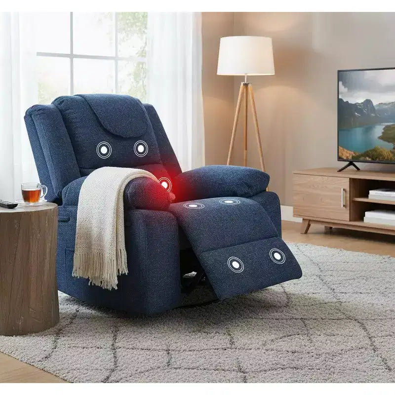 GustoWave Rocking Nursery Recliner Chair,360 Swivel Rock Recliner Chairs Single Sofa with Vibration Massage and Heating for Living Room/Bedroom
