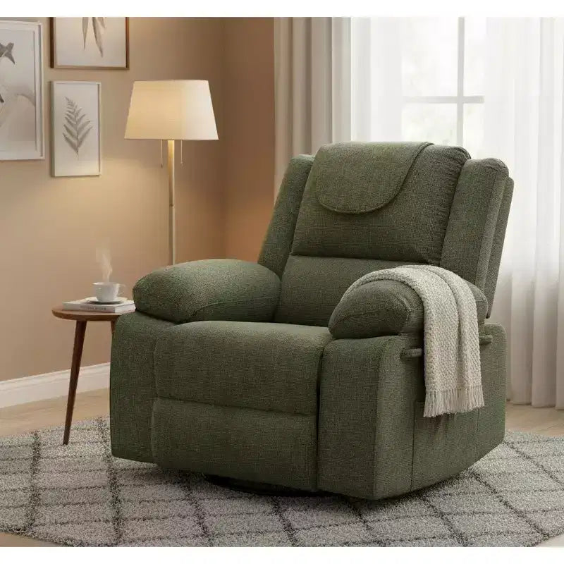 GustoWave Rocking Nursery Recliner Chair,360 Swivel Rock Recliner Chairs Single Sofa with Vibration Massage and Heating for Living Room/Bedroom