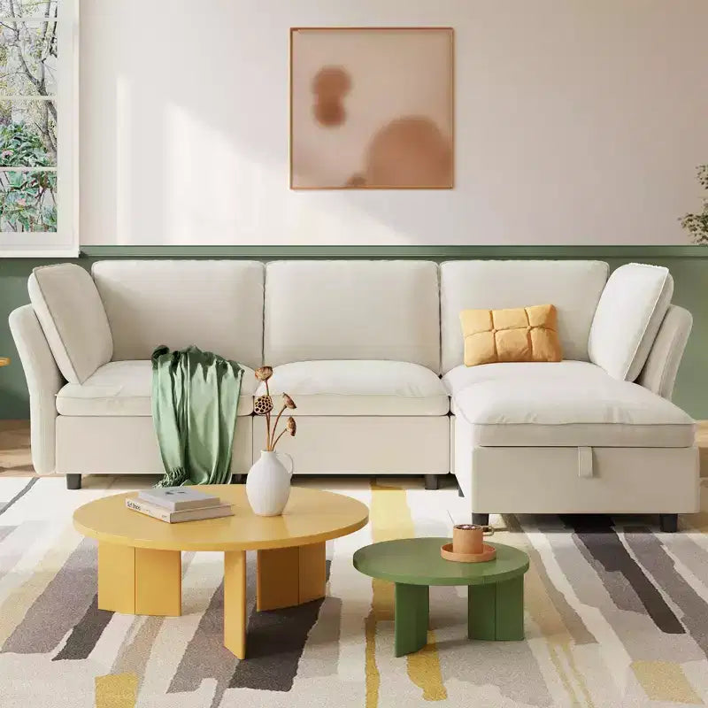 97 Modular Sectional Sofa, L-Shaped Modular Couch with Storage, 4-Seater Comfy Cloud Couch with Movable Ottoman, Deep Seat, Modern Sectional Couches