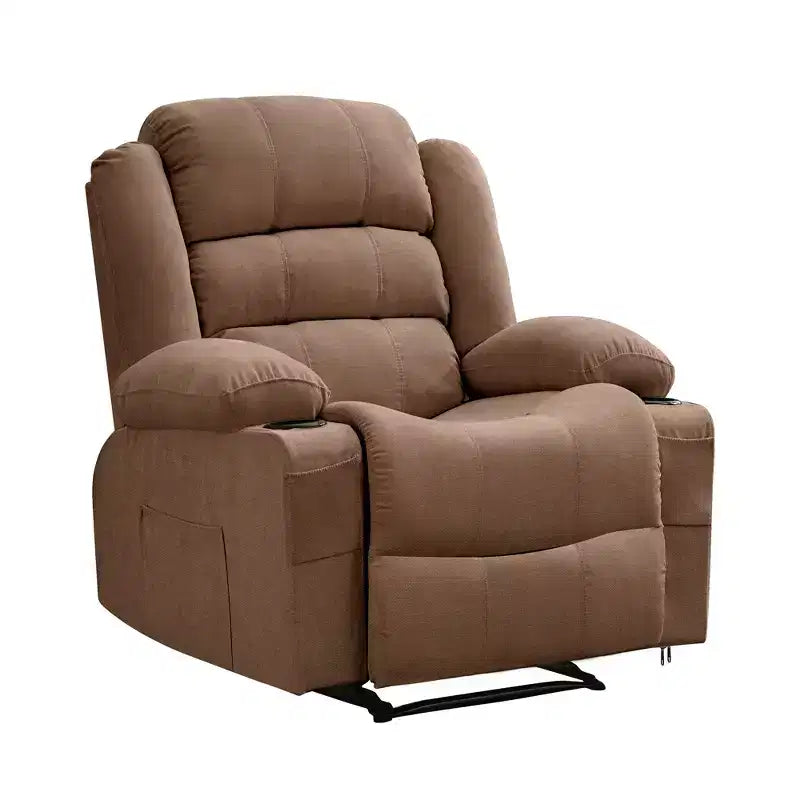 COZONY Wide Rocker Recliner Chair for Adults, Manual Oversized Lounge Chair with Armrest, Backrest, 2 Cup Holders & Side Pocket for Living Room