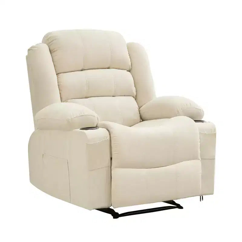COZONY Wide Rocker Recliner Chair for Adults, Manual Oversized Lounge Chair with Armrest, Backrest, 2 Cup Holders & Side Pocket for Living Room