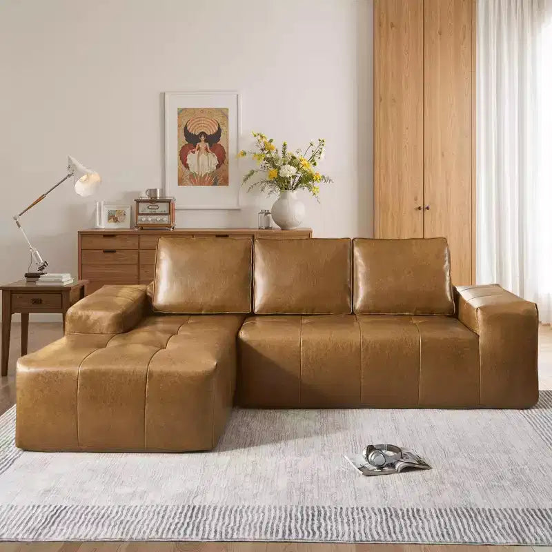 HOMLUX Modular Left/Right Chaise Sectional Sofa, Quick-Ship Synthetic Leather or 4 Shimmer Fabric: Zero Assembly, High Density Foam & Pocket Springs