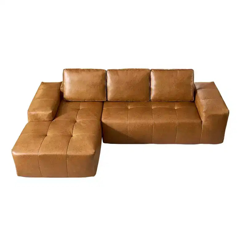 HOMLUX Modular Left/Right Chaise Sectional Sofa, Quick-Ship Synthetic Leather or 4 Shimmer Fabric: Zero Assembly, High Density Foam & Pocket Springs