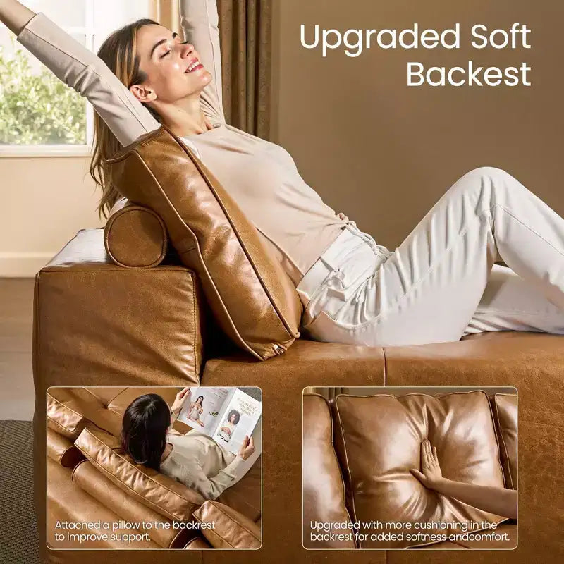 HOMLUX Modular Left/Right Chaise Sectional Sofa, Quick-Ship Synthetic Leather or 4 Shimmer Fabric: Zero Assembly, High Density Foam & Pocket Springs