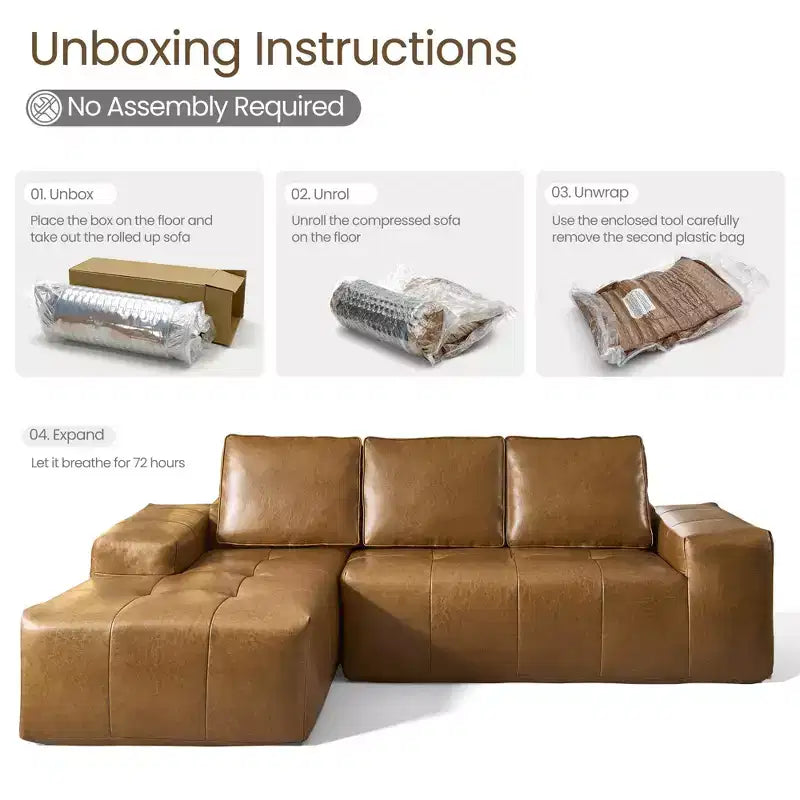HOMLUX Modular Left/Right Chaise Sectional Sofa, Quick-Ship Synthetic Leather or 4 Shimmer Fabric: Zero Assembly, High Density Foam & Pocket Springs