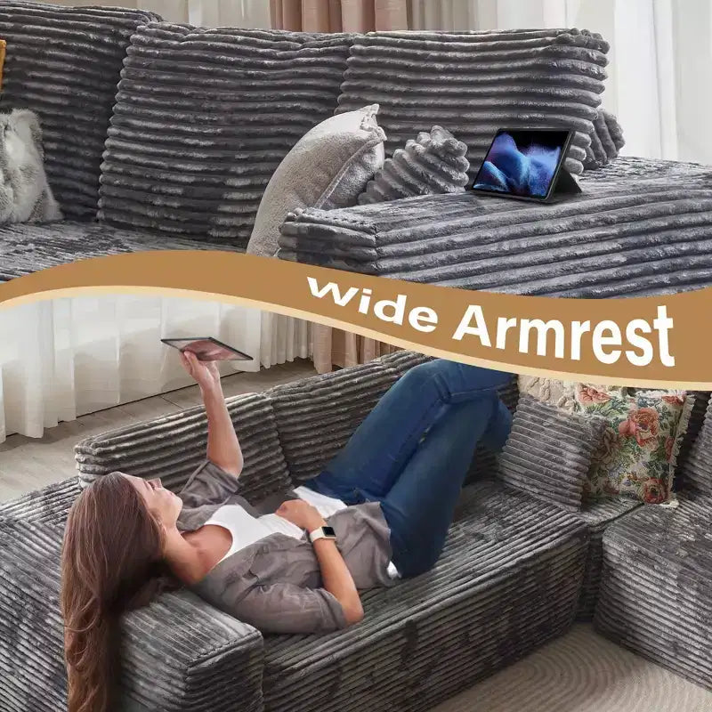 HOMLUX U-Shape Modular Sectional Sofa Couch, 27 Deep Seat Modern Minimalist Couches for Living Room, Style 7