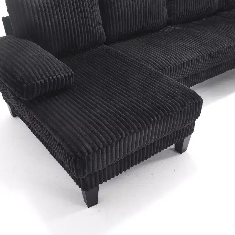 Homy Casa U-Shaped Corduroy Sectional Sofa with Double Chaise, 4-Seat Living Room Couch